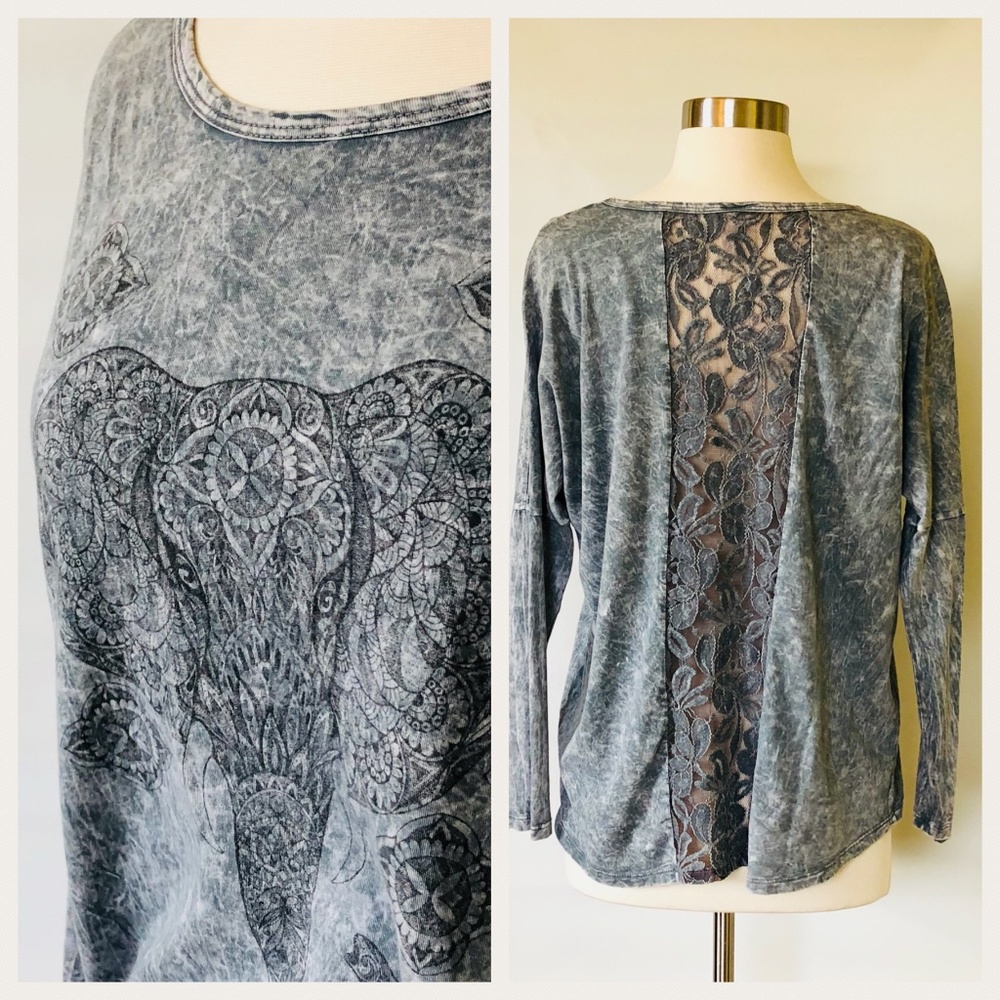 American Age Graphic Elephant and Lace T Shirt